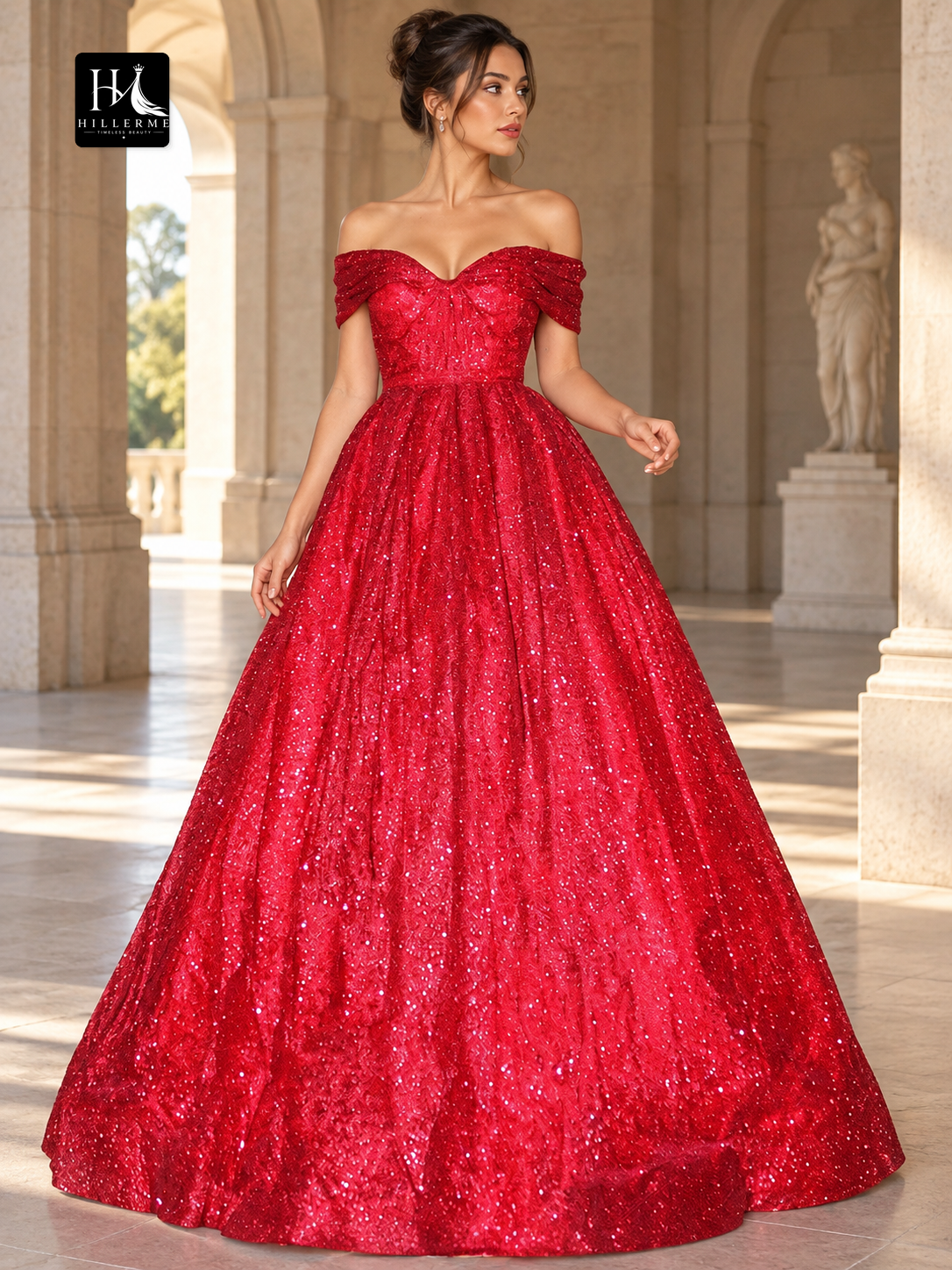 Off-the-Shoulder Sleeveless Ruffles Ball Gown Floor-Length Prom Dress