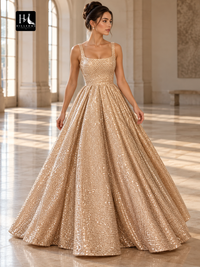Sleeveless Square Neck Ruffled Floor-Length Ball Gown Prom Dress