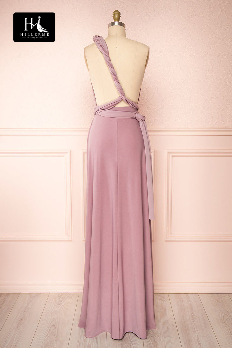 B5116 - One Shoulder Satin A-Line Bridesmaid Dress with Ruched Pleats
