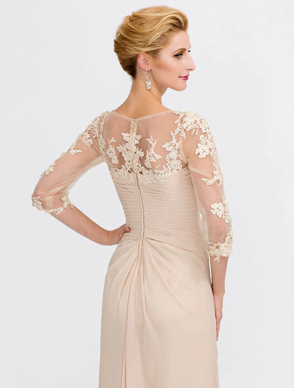 Chiffon mother of the bride dress with decorative appliques