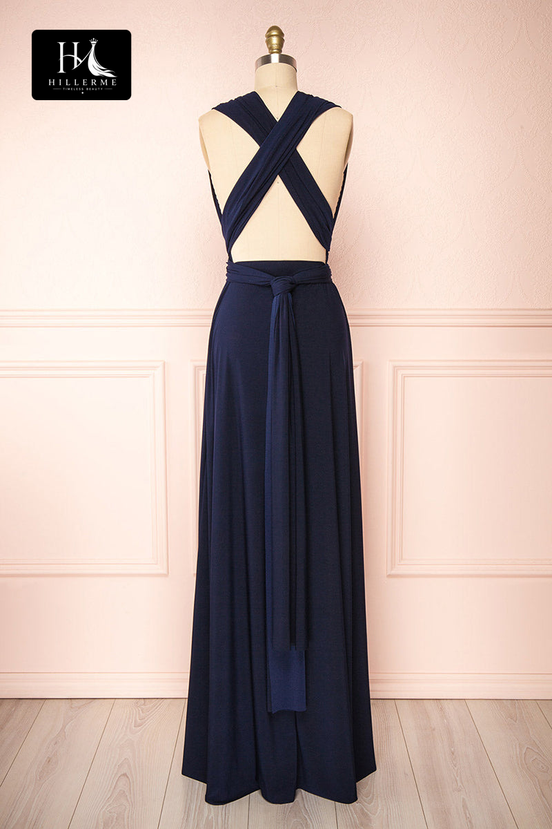 B5117 - Long Sleeveless Bridesmaid Dress with Deep V-Neck and Pleated A-Line Silhouette