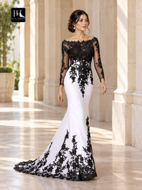 Sheath Scoop Lace Long Sleeve Chiffon Prom Dress