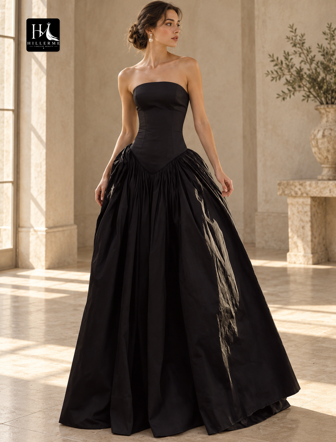 A-Line Strapless Sweetheart Floor-Length Taffeta Wedding Dress