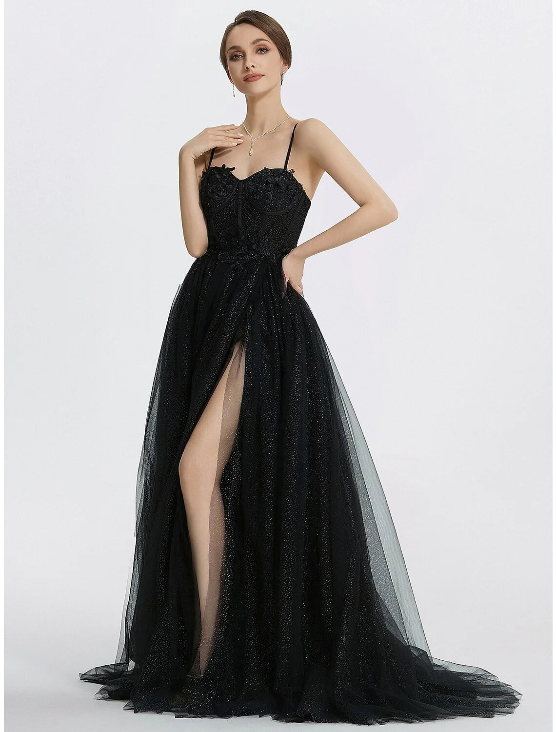 A-line floor-length convertible chiffon wedding guest dress