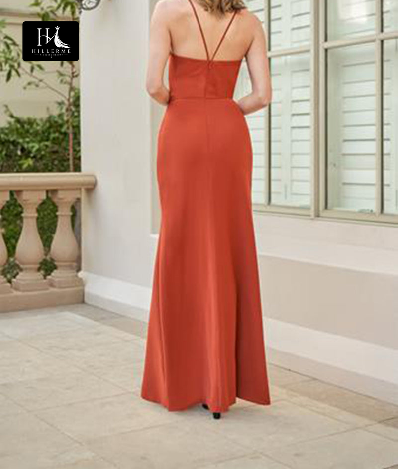 B5100 - Simple Sheath Bridesmaid Dress with Scoop Neckline, Sleeveless Design and Slit Detail