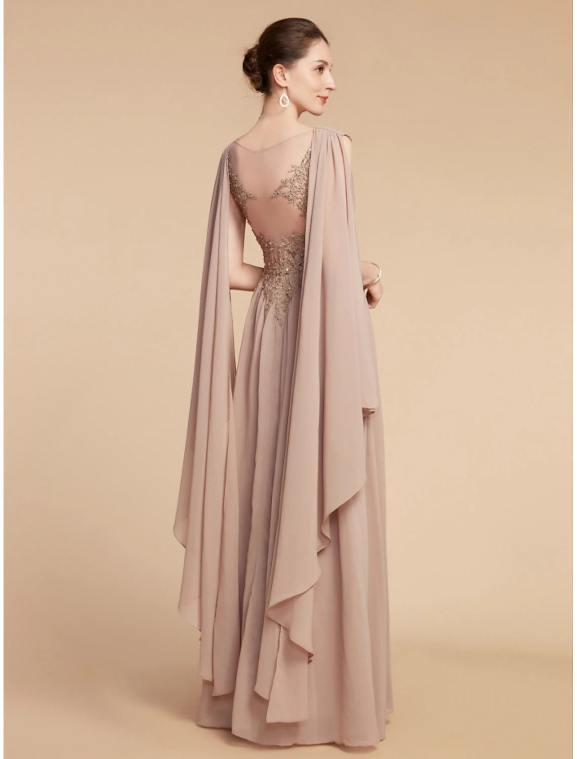 Solid color A-line mother of the bride and wedding guest dress in chiffon lace