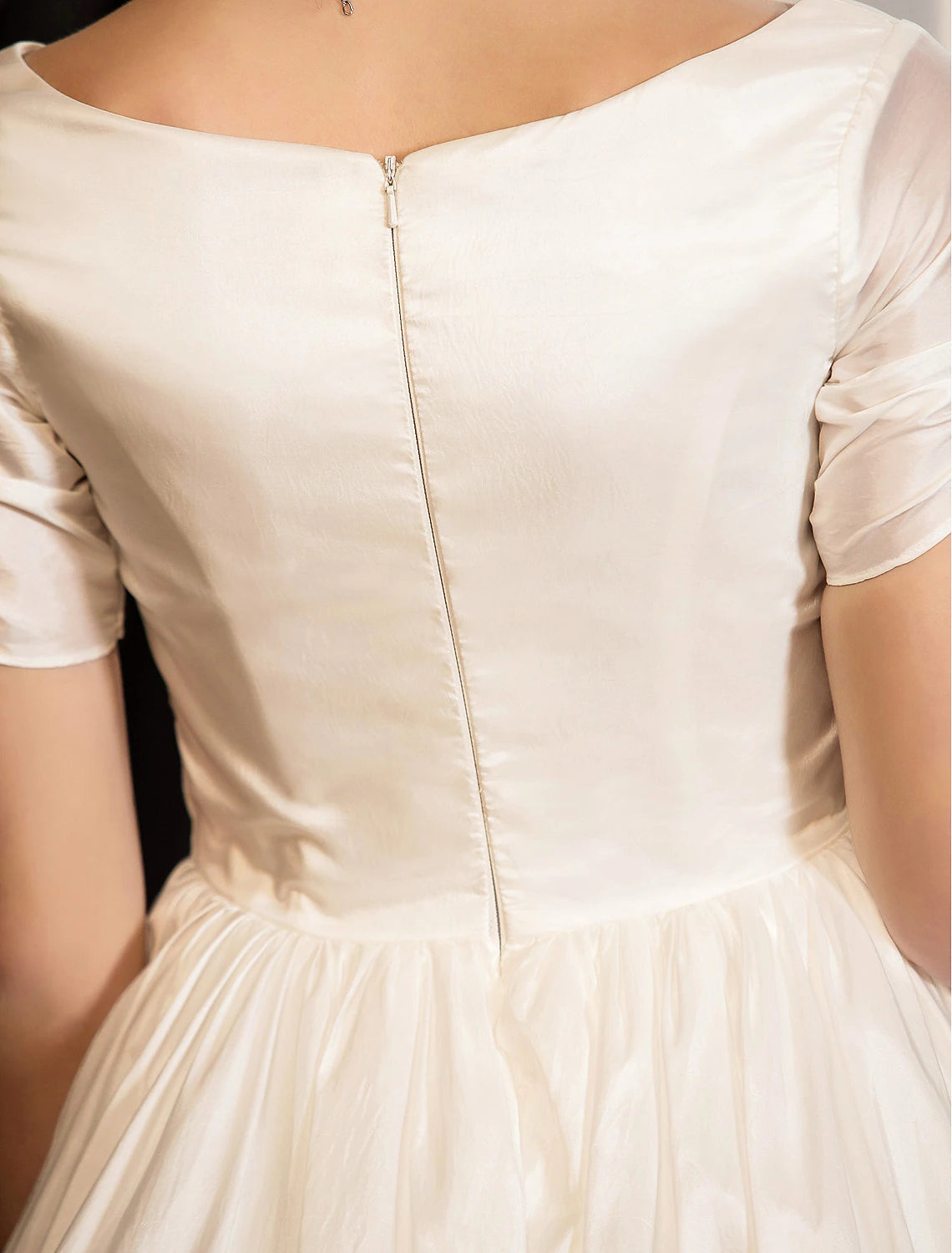Ivory vintage 1940s little white wedding dress in tea length satin