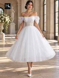 A-Line Scoop Neck Sleeveless Tea-Length Satin Wedding Dress