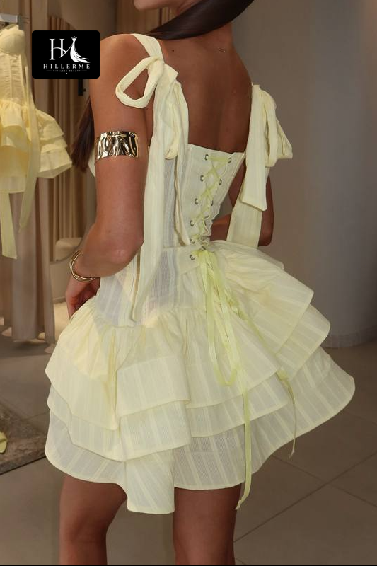 Sweetheart Corset Mini Dress with Tiered Ruffle Skirt