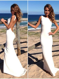 Trumpet/mermaid high neck sleeveless spandex prom dress with sweep/brush train