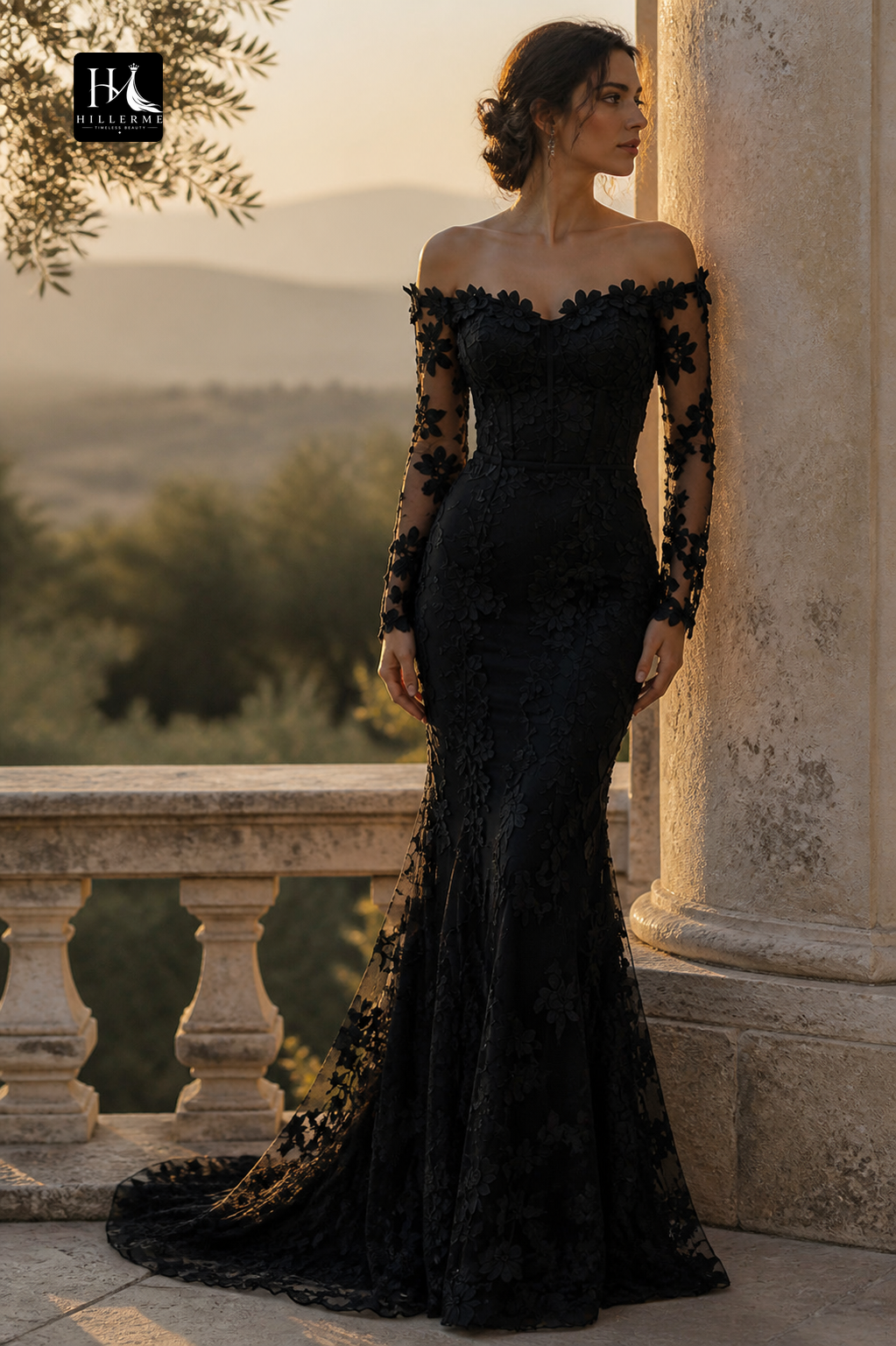 Sweetheart Off-the-Shoulder Mermaid Evening Gown with Floral Lace Appliques