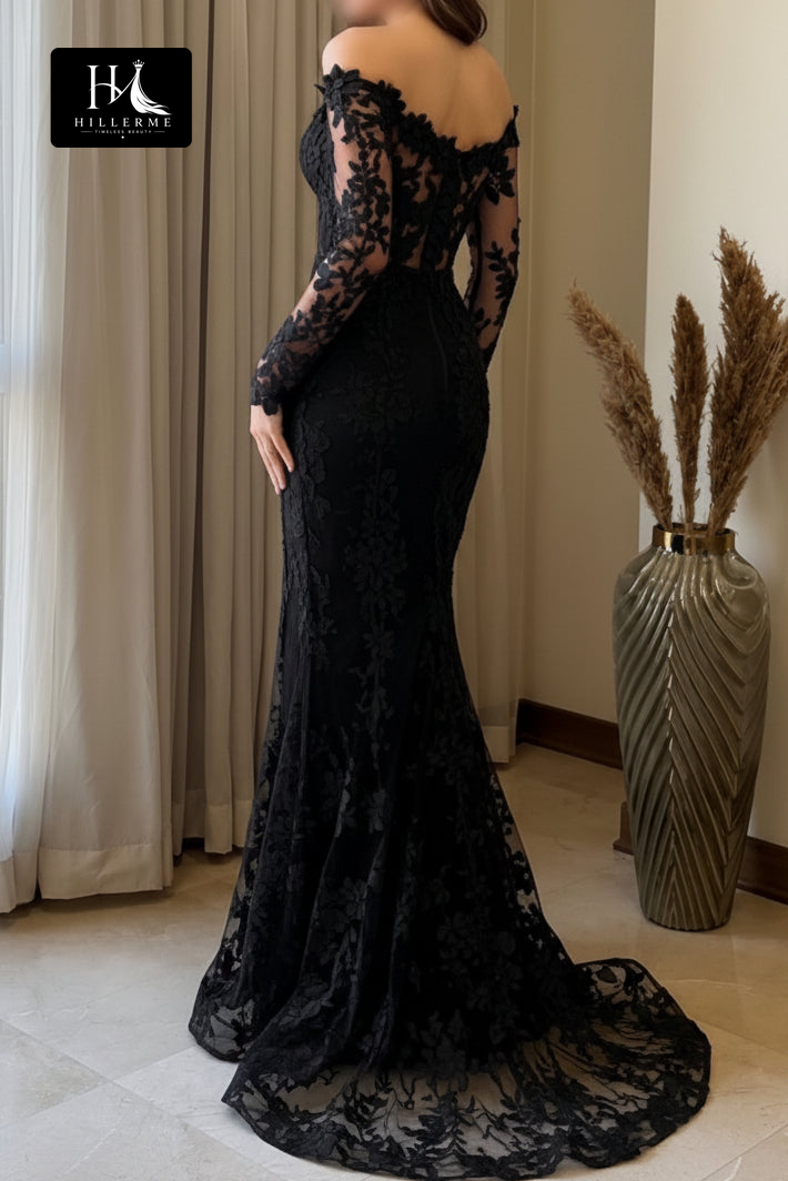 Sweetheart Off-the-Shoulder Mermaid Evening Gown with Floral Lace Appliques