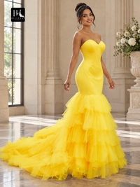 Trumpet/Mermaid Sweetheart Sleeveless Satin Prom Dress with Sweep Train