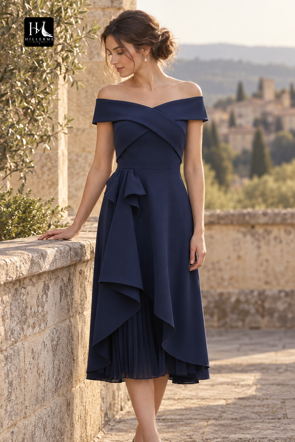 Sweetheart Strapless Chiffon and Satin Ruched Tea-Length A-Line Mother of the Bride Dress