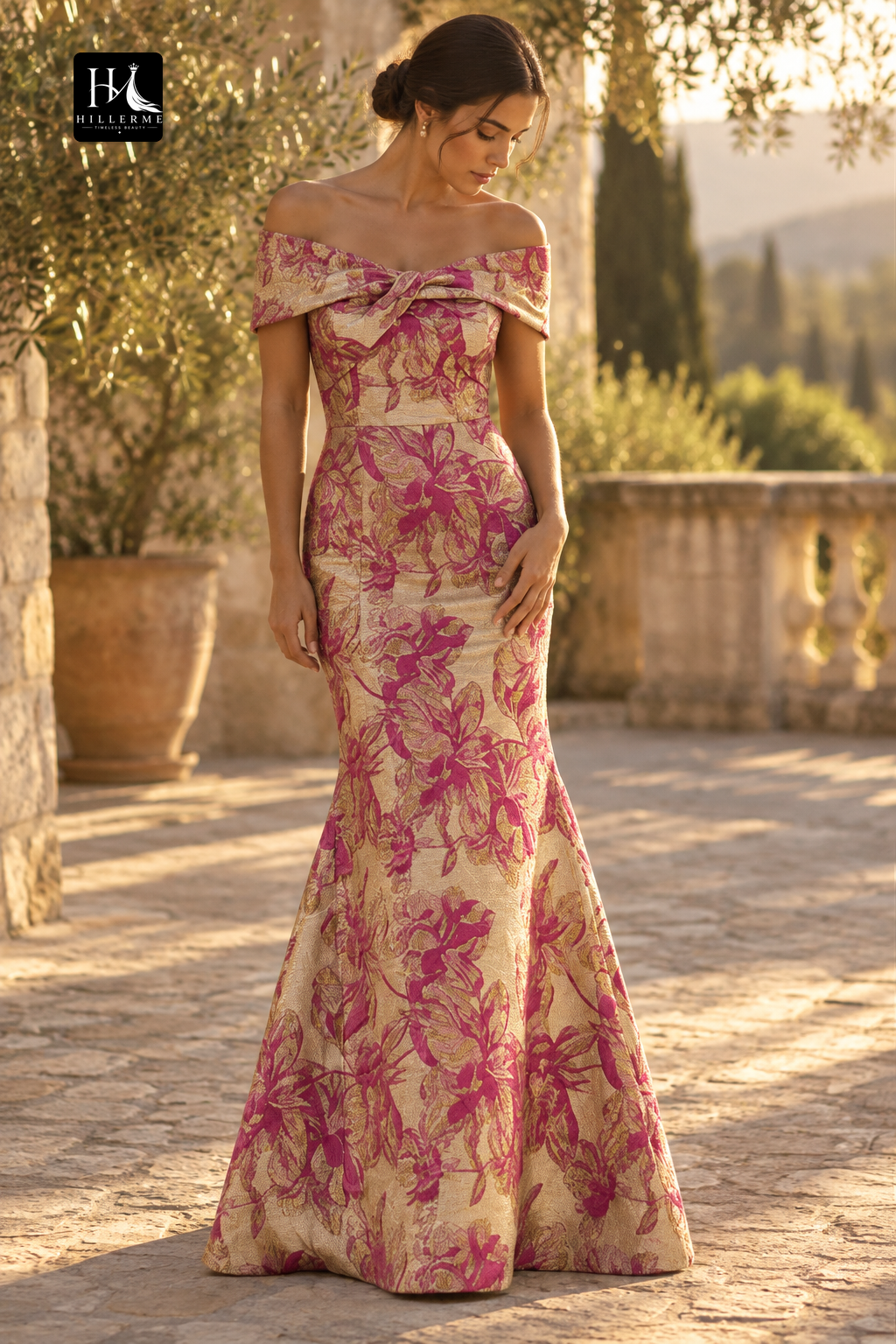 Sleeveless Bateau-Neck Jacquard Satin Trumpet Mermaid Mother of the Bride Dress