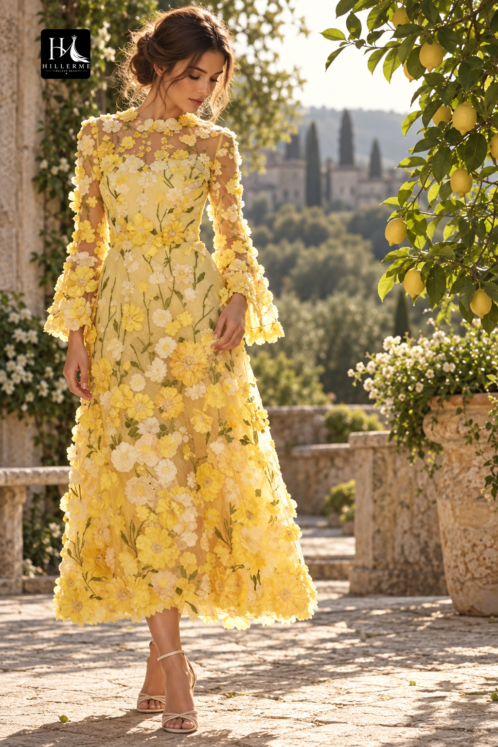 Strapless Scoop-Neck Jacquard Tulle A-Line Mother of the Bride Gown with Pleated Skirt and Ankle-Length Hemline