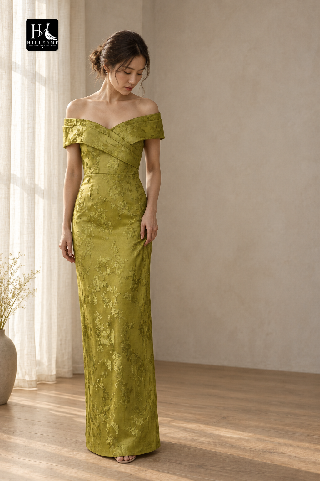 Sleeveless Bateau-Neck Jacquard Satin Floor-Length Mermaid Mother of the Bride Dress
