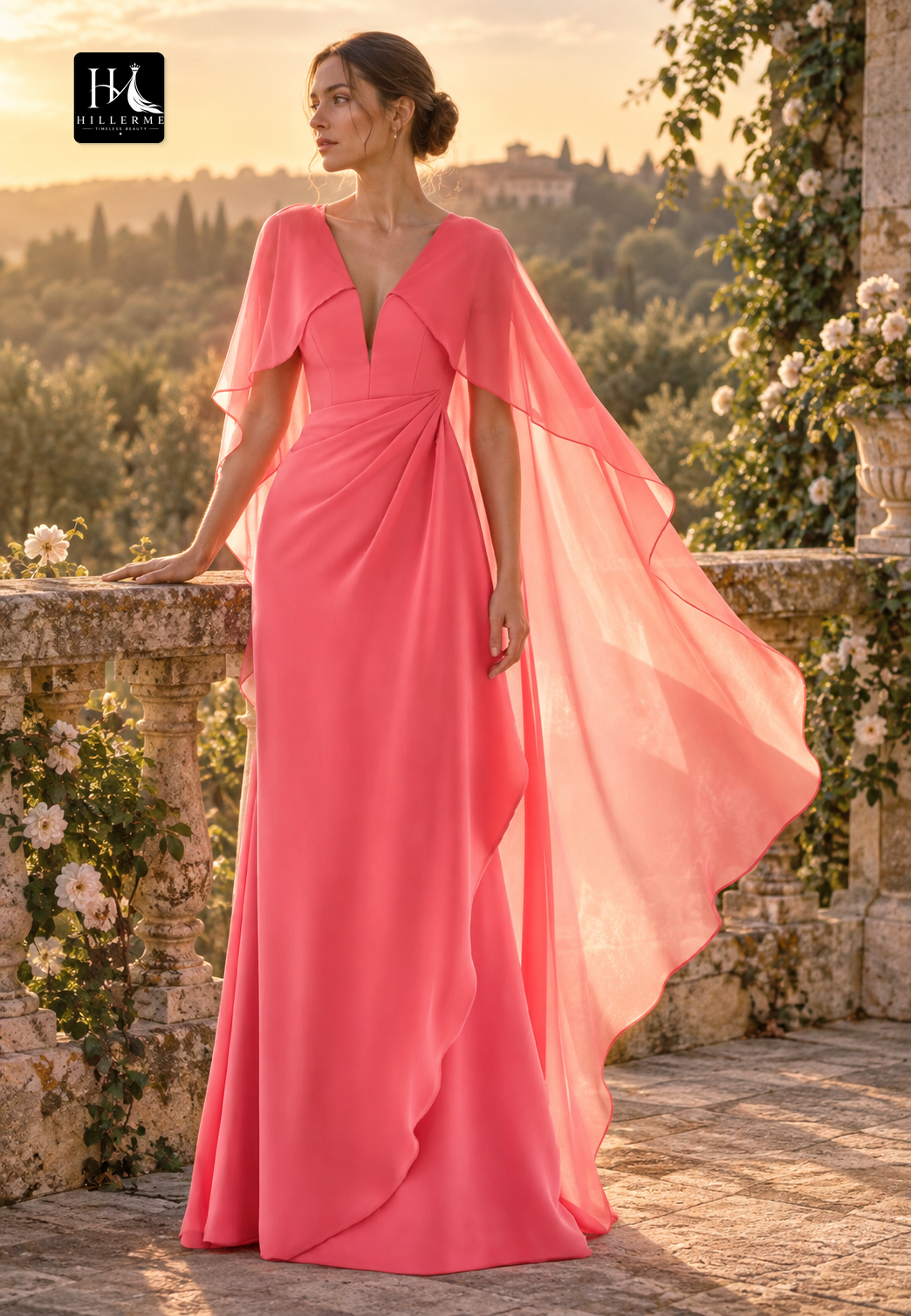 Sleeveless Deep V-Neck Cocktail Gown with Pleated Sweep Train for Mother of the Bride