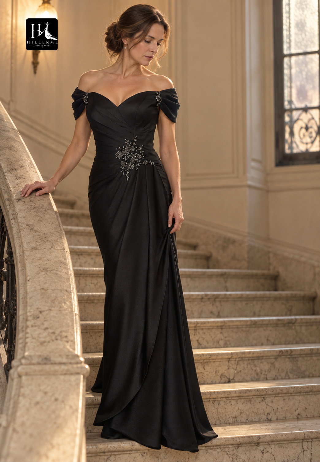 Sweetheart Off-Shoulder Sleeveless Pleated Floor-Length Satin Mermaid Mother of the Bride Dress