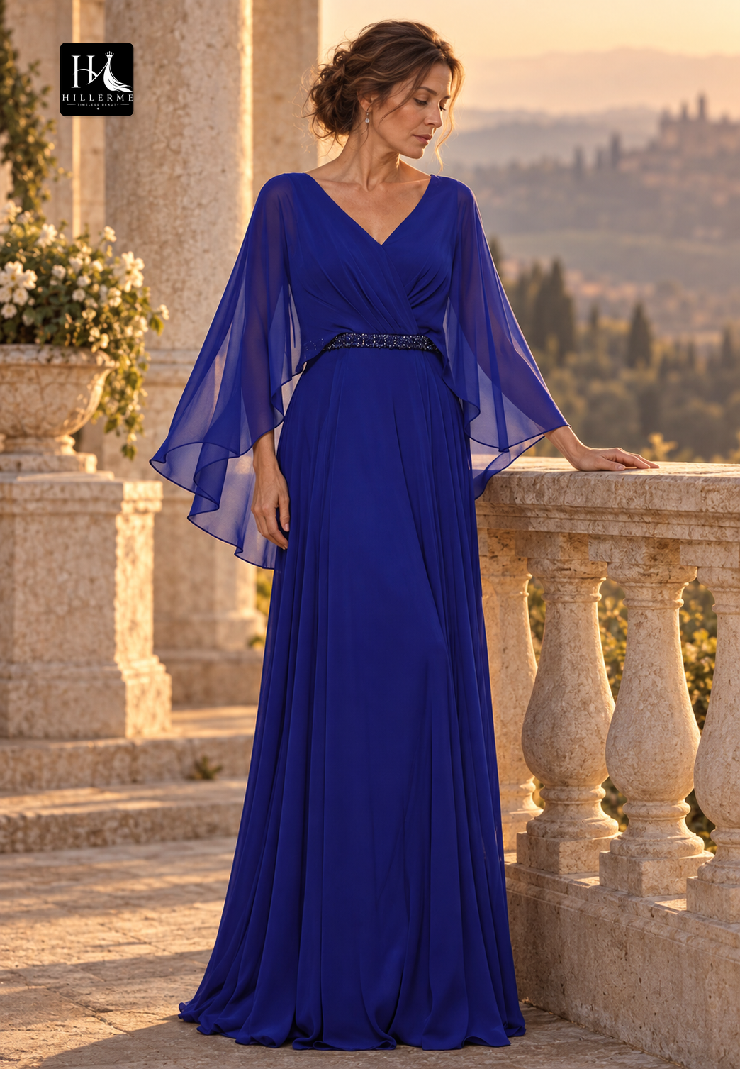 Strapless V-Neck Pleated Tulle Cocktail Gown with Beaded Overlay for Mother of the Bride