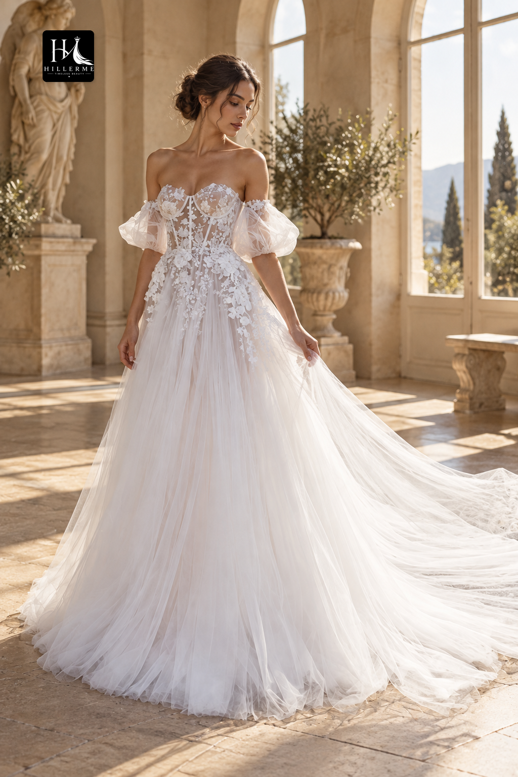 Bohemian A-line Wedding Dress with Sweetheart Neckline and Lace Appliqués