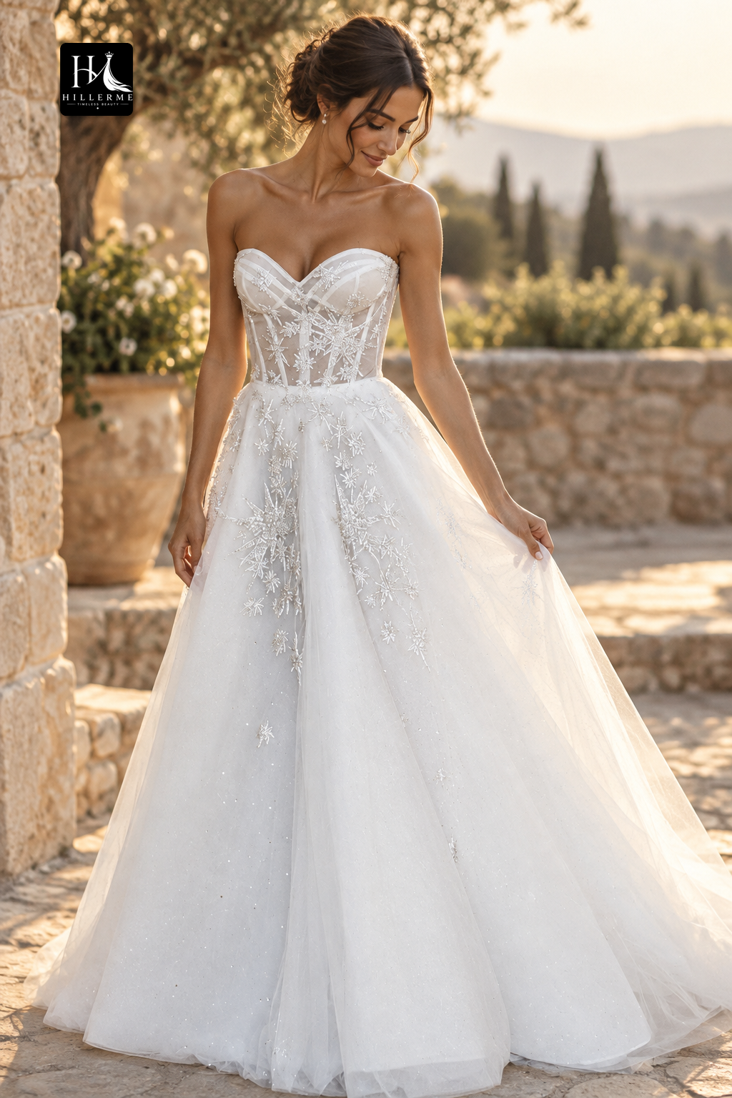 30500 - Rustic A-Line Sweetheart Bridal Gown with Applique Details