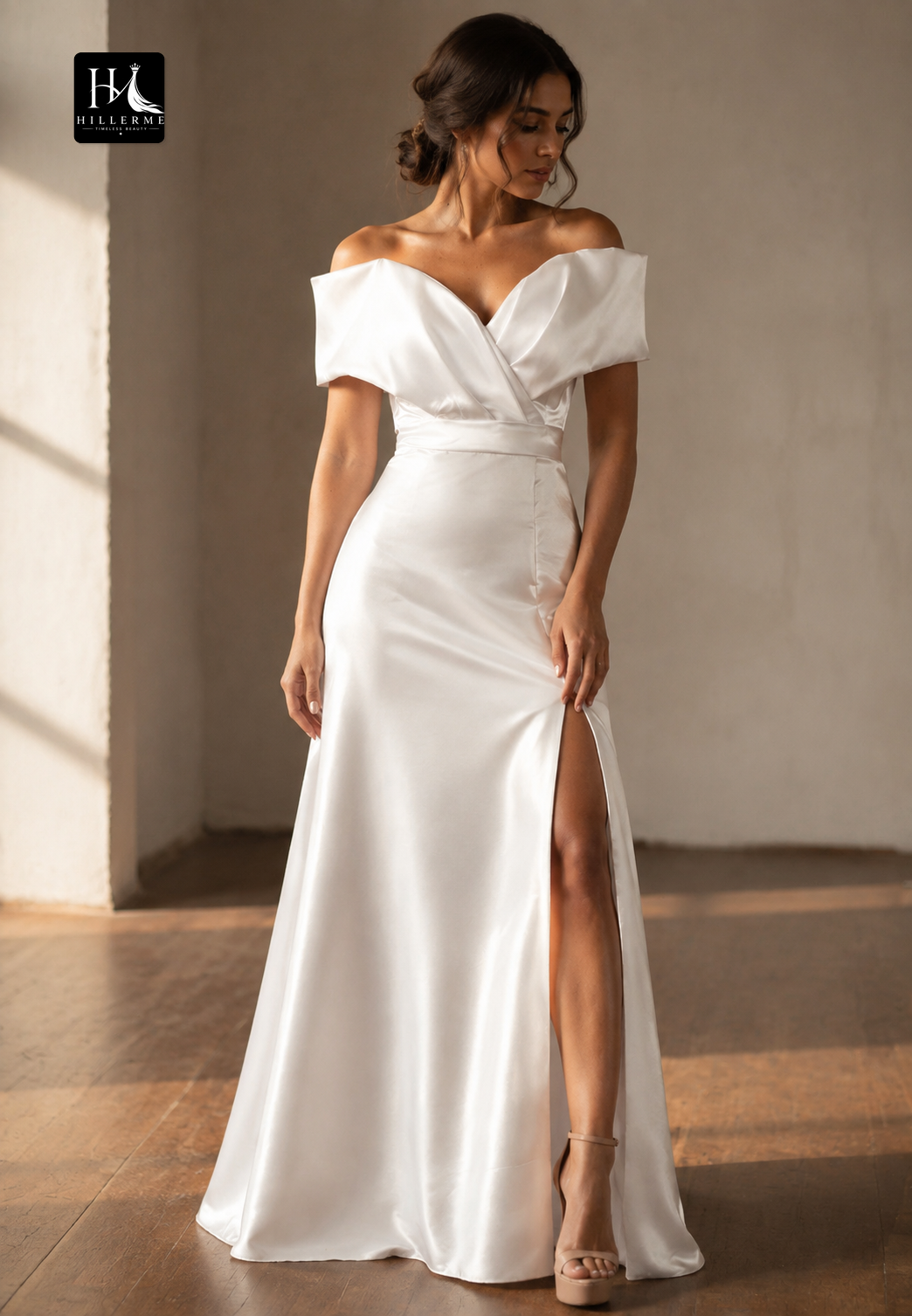 Sweetheart Off-Shoulder Sleeveless Floor-Length Satin Pleated Mermaid Wedding Dress