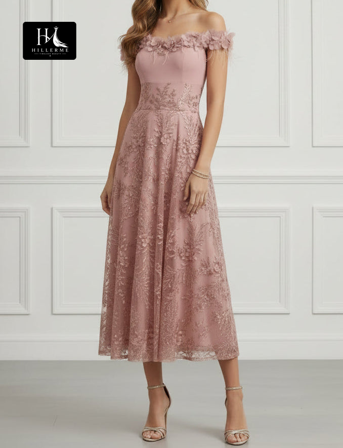 Sleeveless Sequined Applique A-Line Mother of the Bride Dress with Bateau Neckline
