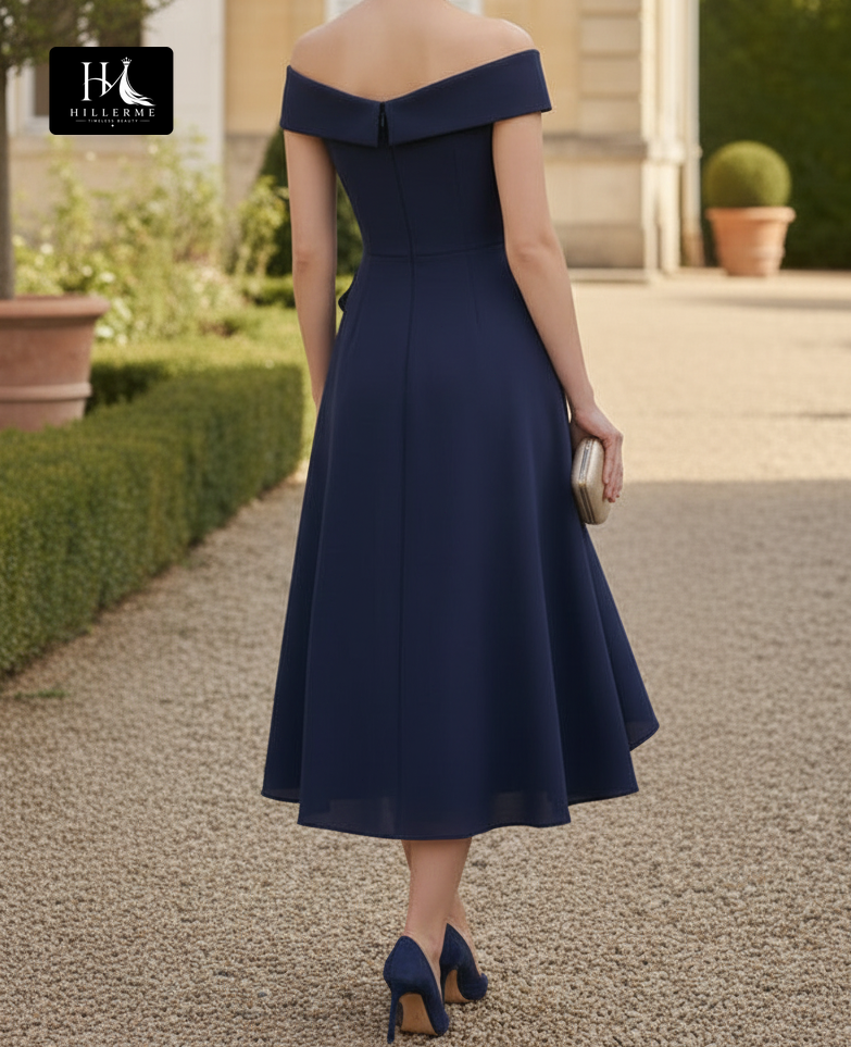 Sweetheart Strapless Chiffon and Satin Ruched Tea-Length A-Line Mother of the Bride Dress
