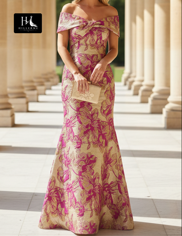 Sleeveless Bateau-Neck Jacquard Satin Trumpet Mermaid Mother of the Bride Dress