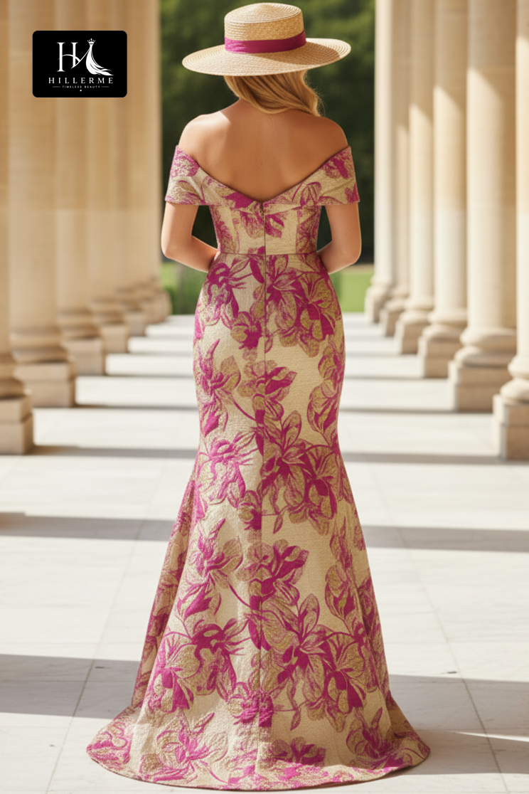 Sleeveless Bateau-Neck Jacquard Satin Trumpet Mermaid Mother of the Bride Dress