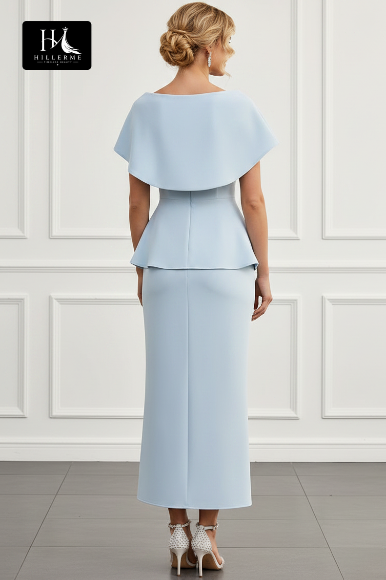 Strapless Cap-Sleeve Mermaid Ankle-Length Satin Pleated Mother of the Bride Dress