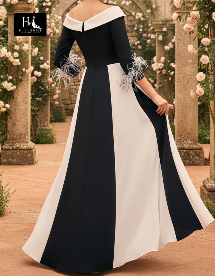 Strapless V-Neck Fringed Two-Tone Chiffon A-Line Mother of the Bride Dress with Pleated Bodice and Ankle-Length Silhouette