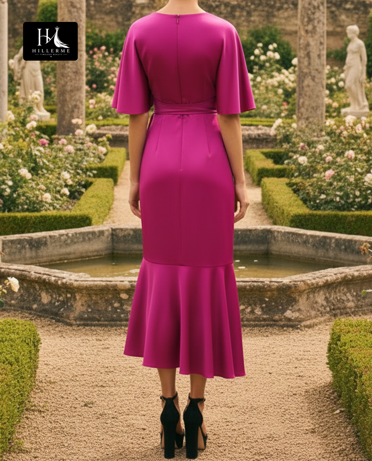 Strapless V-Neck Satin Mermaid Mother of the Bride Dress with Ankle-Length Pleated Skirt