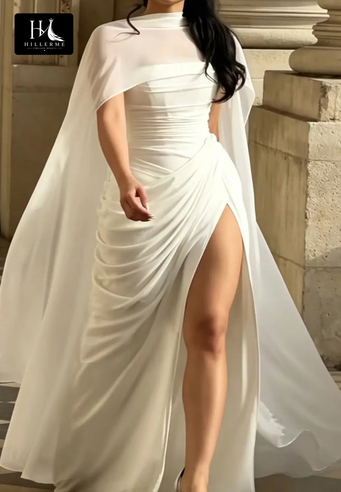 Sleek Tube Top Satin Mermaid Wedding Dress with High Slit and Pleated Detailing