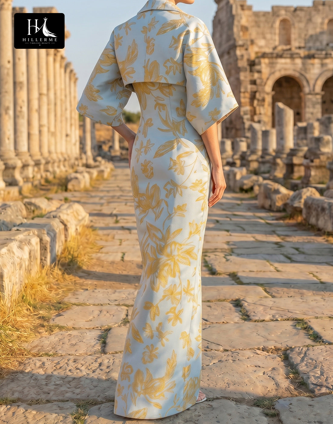 Print Satin Mermaid Mother of the Bride Dress with Tube Top and Floor-Length Overlay