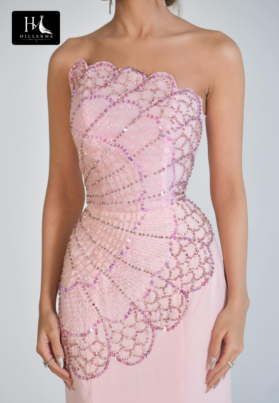 Sleeveless Mermaid Formal Prom Dress with Asymmetrical Neckline and Sequined Beading