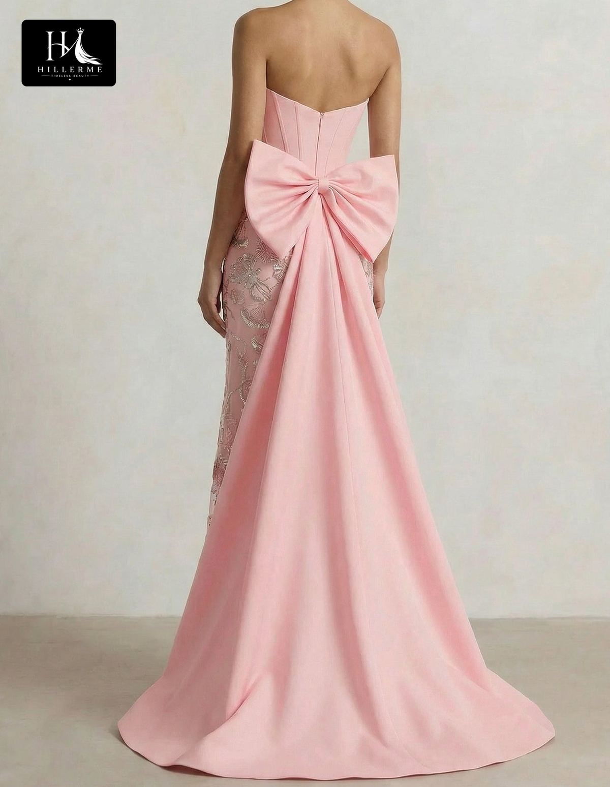 Sleek Strapless Mermaid Prom Dress with Sequined Appliqués and Satin Ruching