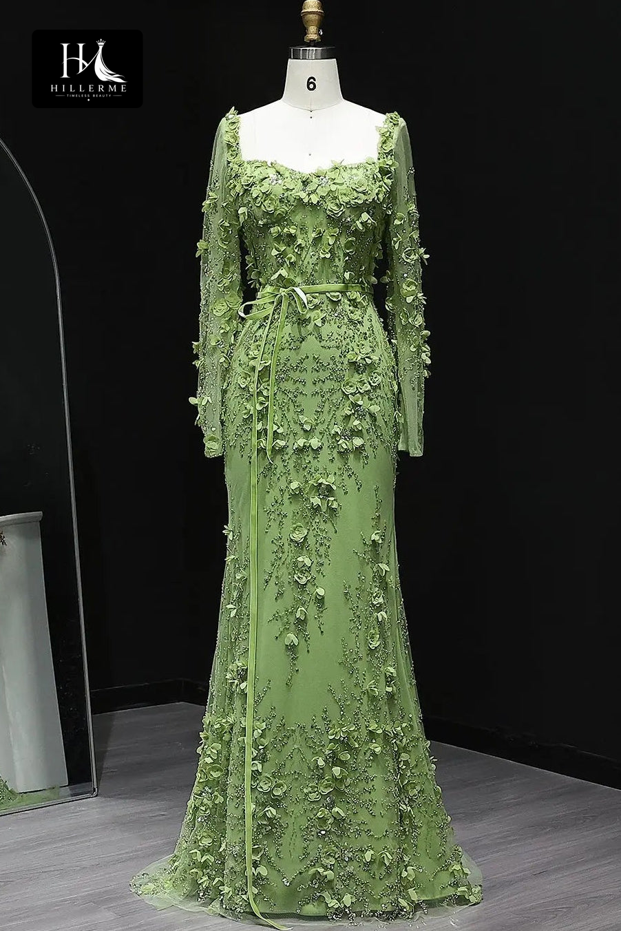 Sweetheart-Neck Mermaid Formal Prom Dress with 3D Floral Appliqués, Beading, and Sequins