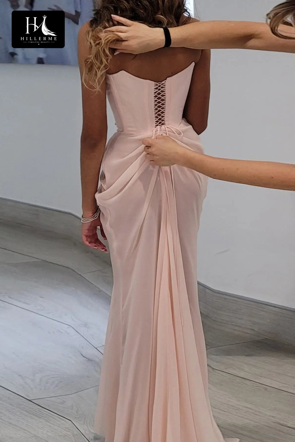 Sweetheart Strapless Beaded Chiffon Pleated Floor-Length Mermaid Formal Prom Dress