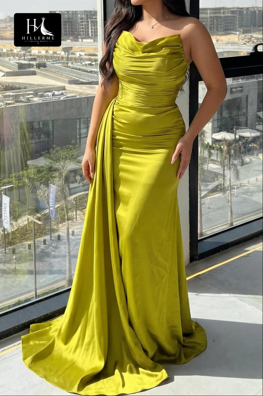 Sleeveless Satin Mermaid Prom Dress with Sweetheart Neckline and Sweep Train