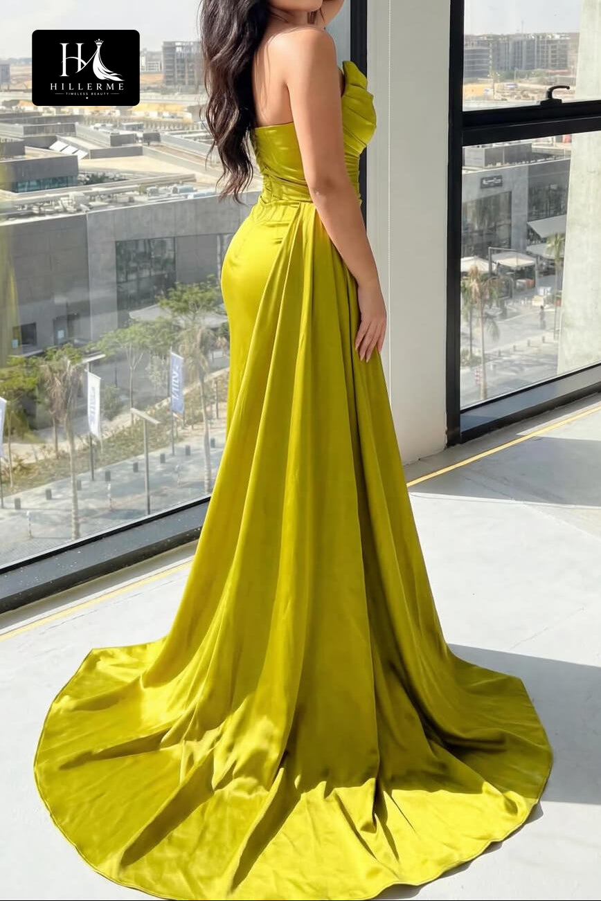 Sleeveless Satin Mermaid Prom Dress with Sweetheart Neckline and Sweep Train
