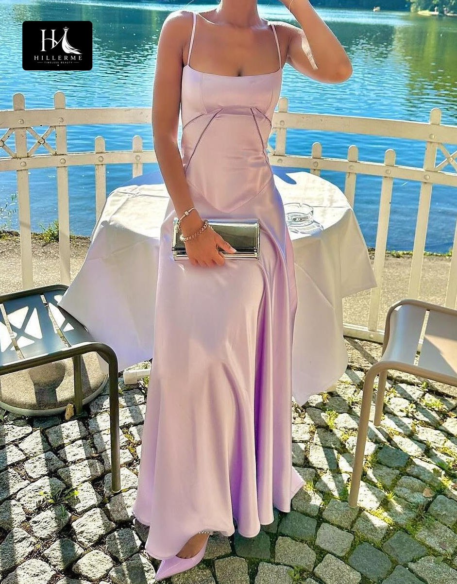 Sleeveless Mermaid Prom Dress with Bateau Neckline and Spaghetti Straps in Satin