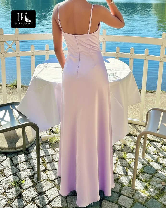 Sleeveless Mermaid Prom Dress with Bateau Neckline and Spaghetti Straps in Satin