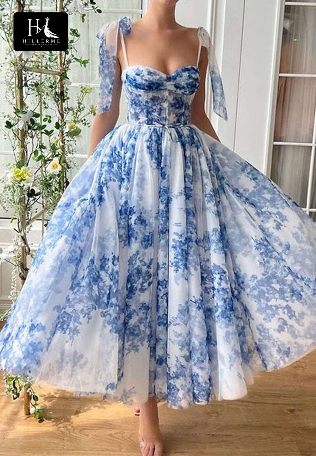 Sweetheart Off-Shoulder Spaghetti Straps A-Line Prom Dress with Pleated Tulle Skirt