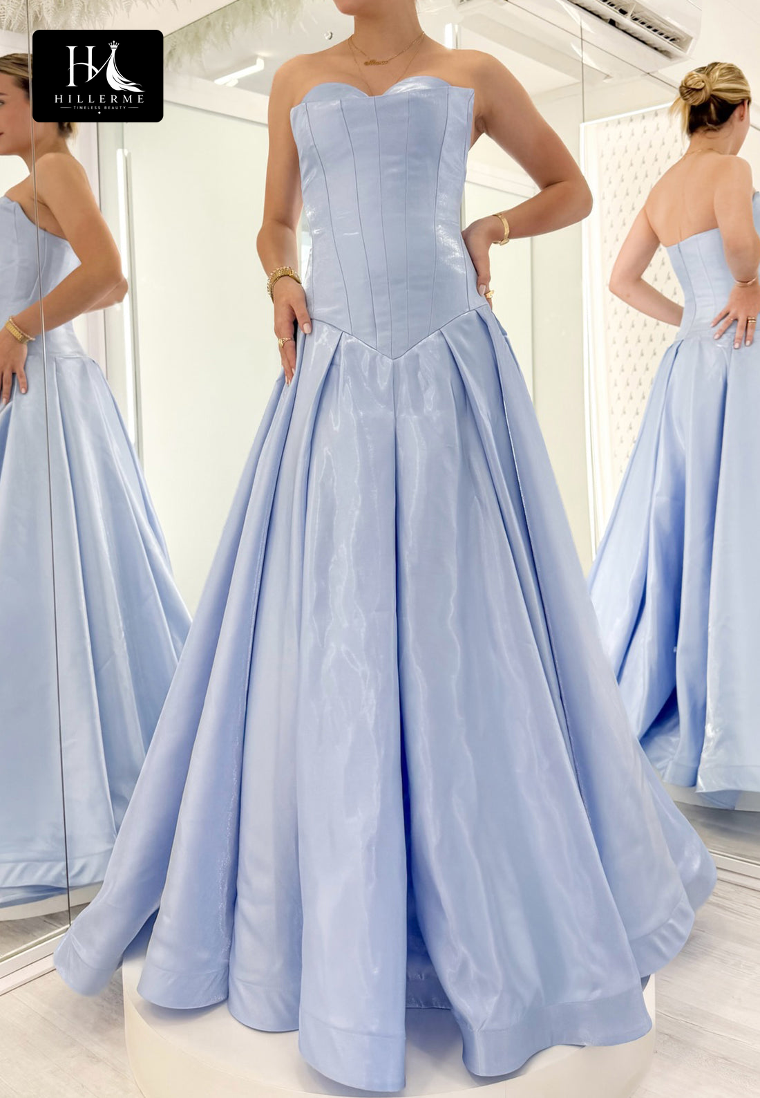 Simple A-Line Prom Dress with Sweetheart Off-Shoulder Neckline and Satin Pleating