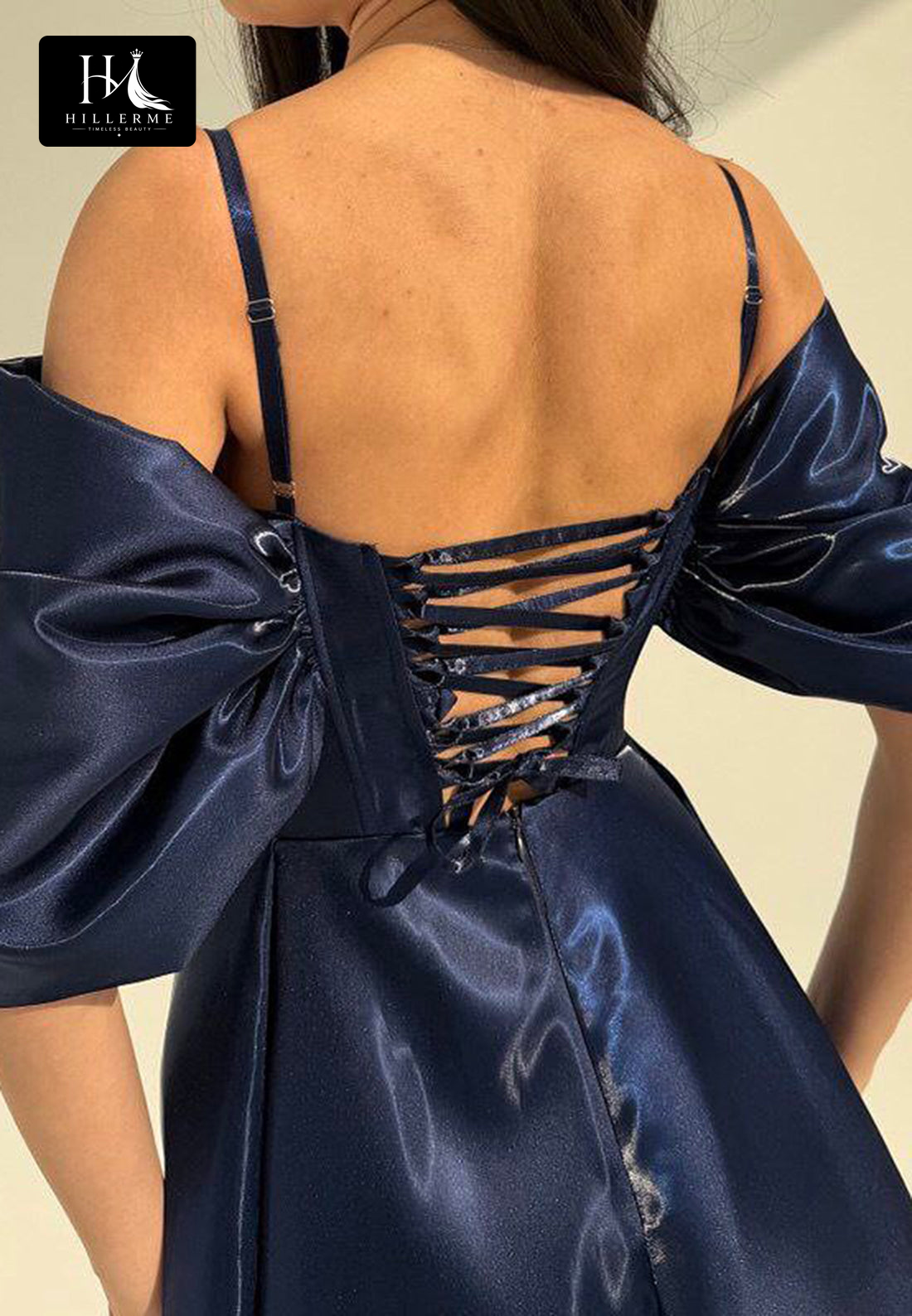 Sweetheart Off-Shoulder Satin Pleated A-Line Floor-Length Prom Dress with Spaghetti Straps and High Slit