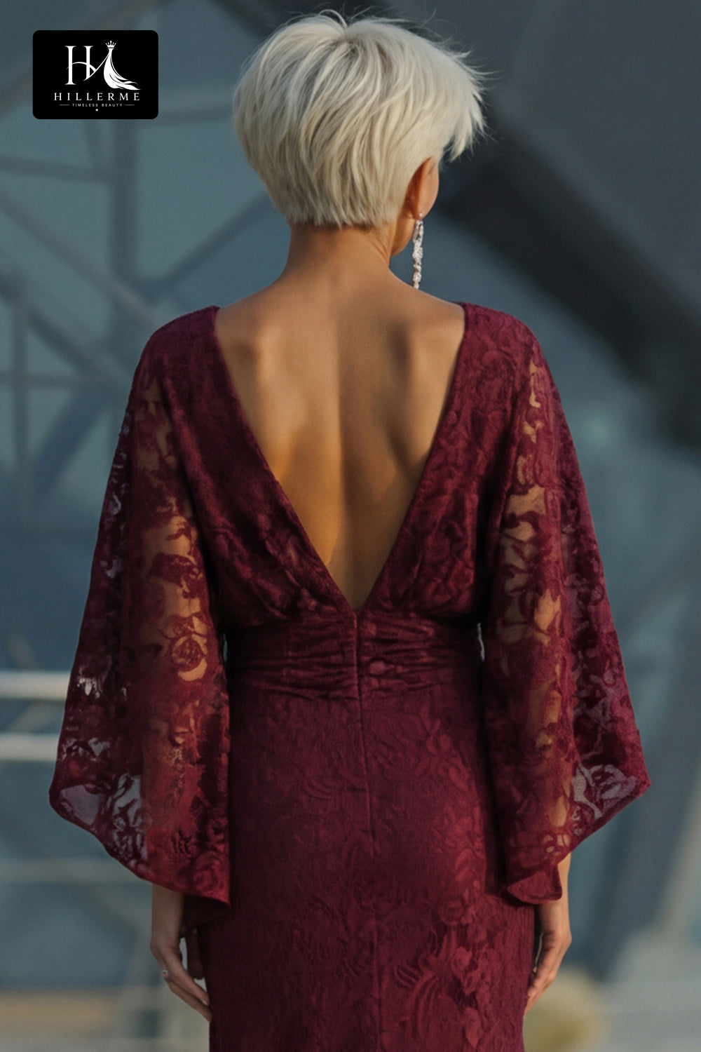 Scoop-Neck Half-Sleeve Appliqué Tulle Mermaid Floor-Length Mother of the Bride Dress