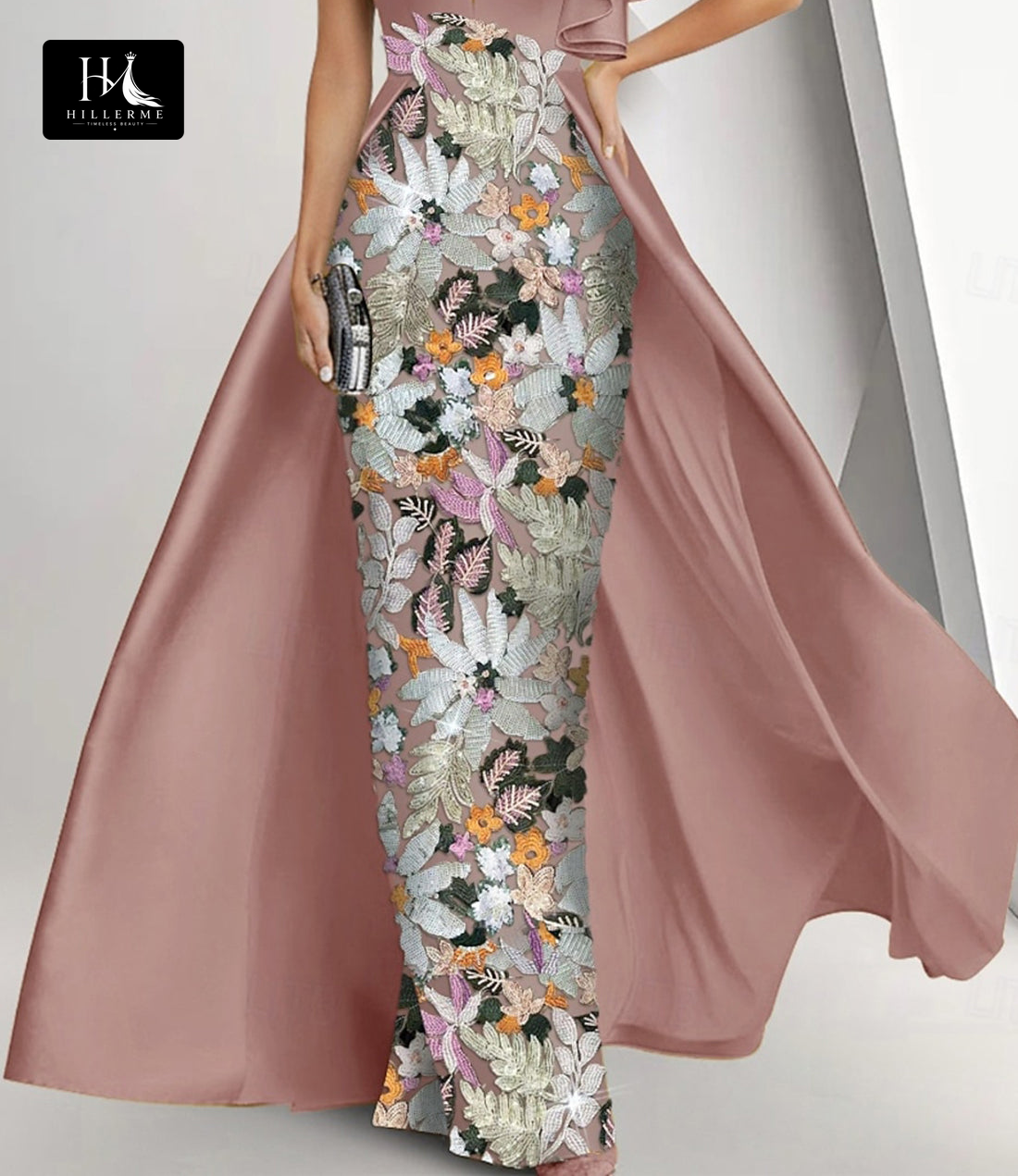 Sleeveless Mermaid Mother of the Bride Dress with Deep V-Neck, Sequined Ruffles, Satin & Tulle