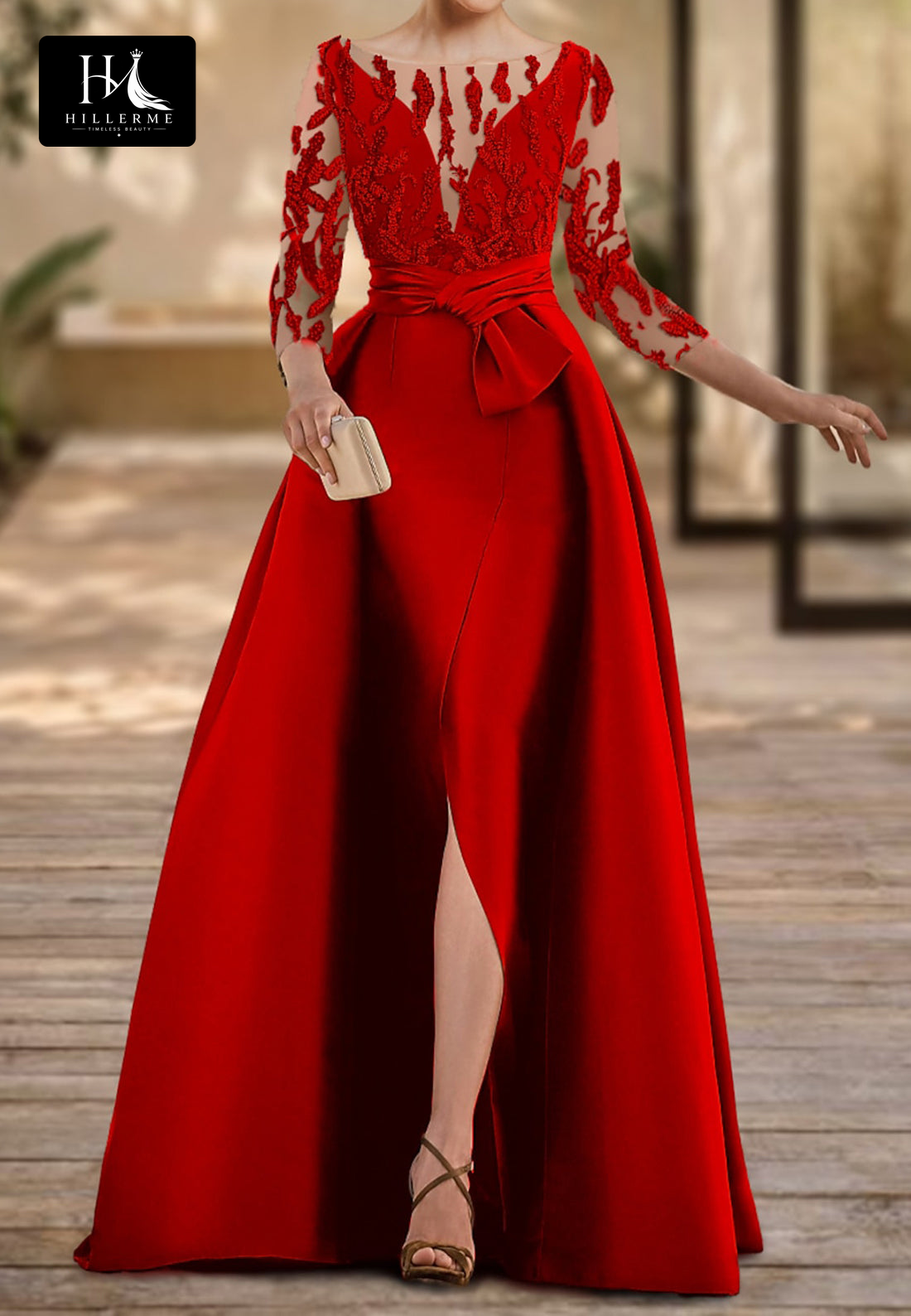 Satin & Tulle A-Line Mother of the Bride Dress with Sequined Beading and Scoop Neckline